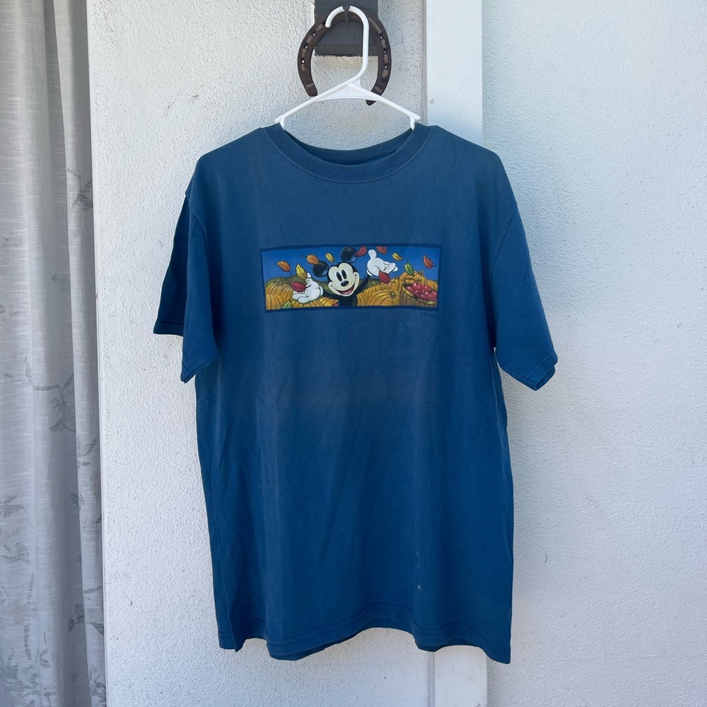 1990s Men's Mickey Mouse Fall Harvest T-Shirt (Large)